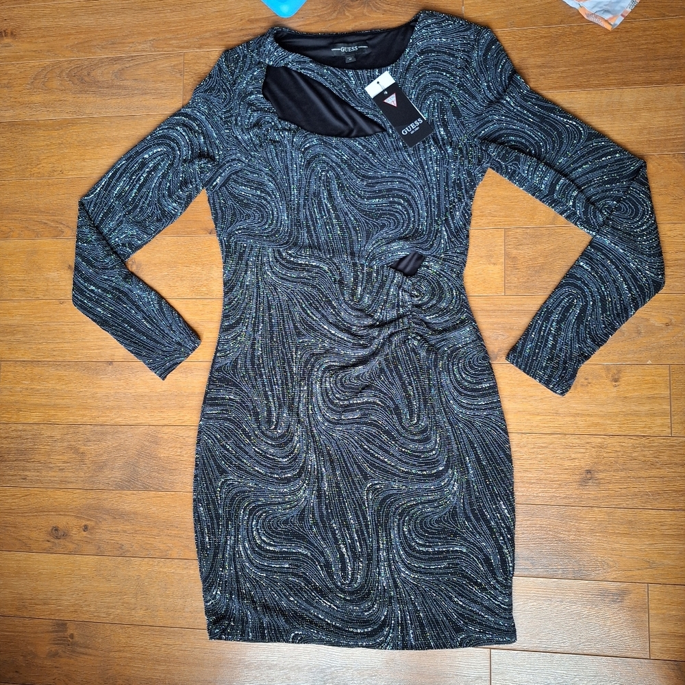 NWT! Guess Stretchy Lined Bodycon Dress With Cutouts Size Medium